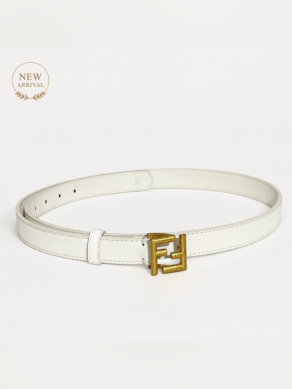 🤍 Women’s logo Leather Belt – White 🤍